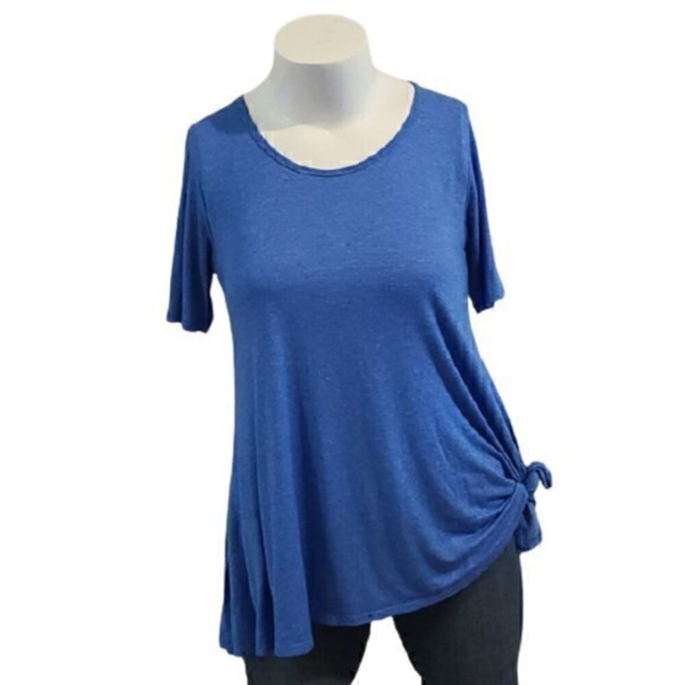 [Lularoe] Blue Scoop Neck Short Sleeve - Sz XS